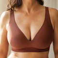 Rust deep-V wireless bra with moulded jelly cups
