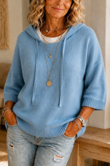 Distressed Open Knit Hoodie