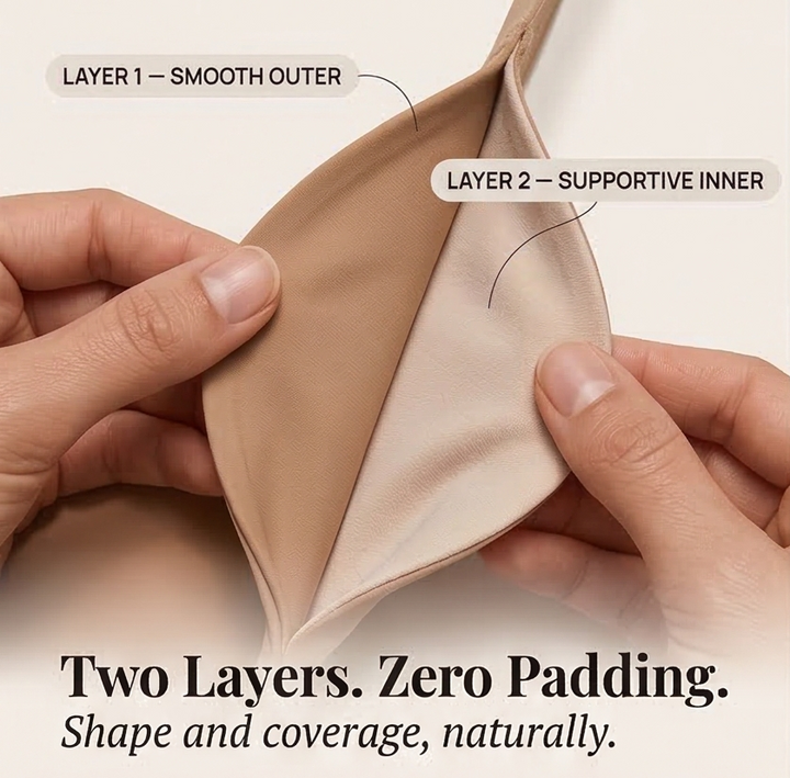 Feature panel with hands separating the two cup layers