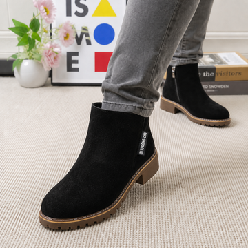 Faux Shearling Lined Suede Ankle Boots
