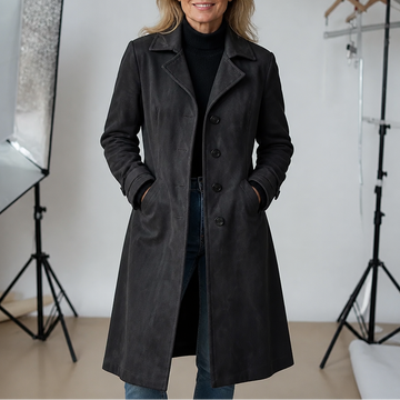 Faux Suede Unstructured Trench Coat