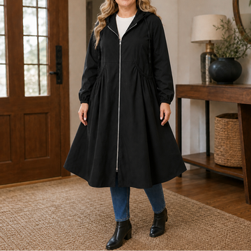 Flared Hem Peplum Rain Jacket