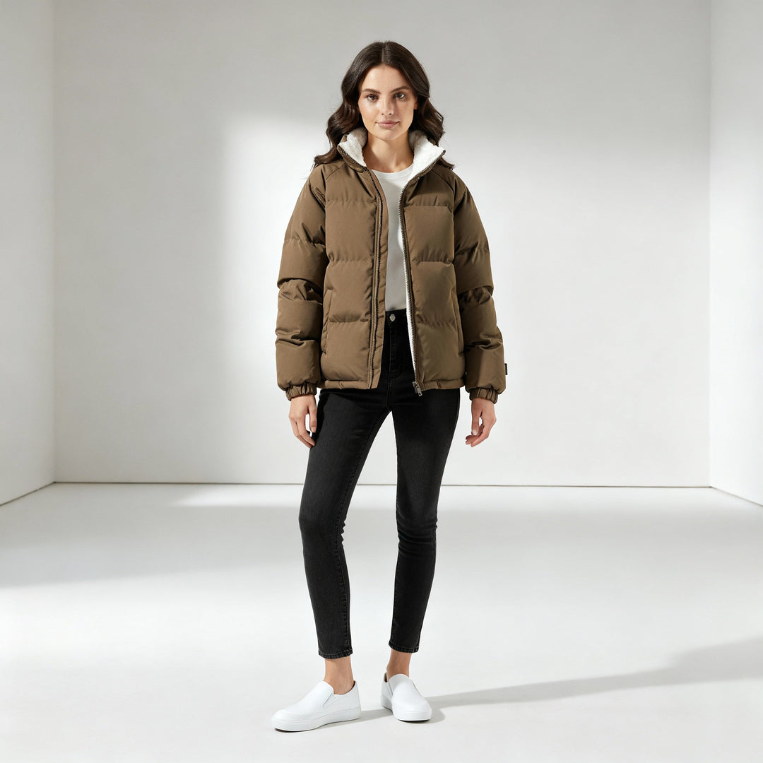 Fleece-Lined Hooded Puffer Jacket