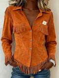 Fringe Suede Shirt Jacket