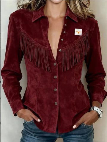 Fringe Faux Suede Shirt Jacket