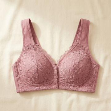 Front-Snap Lace Overlay Bra