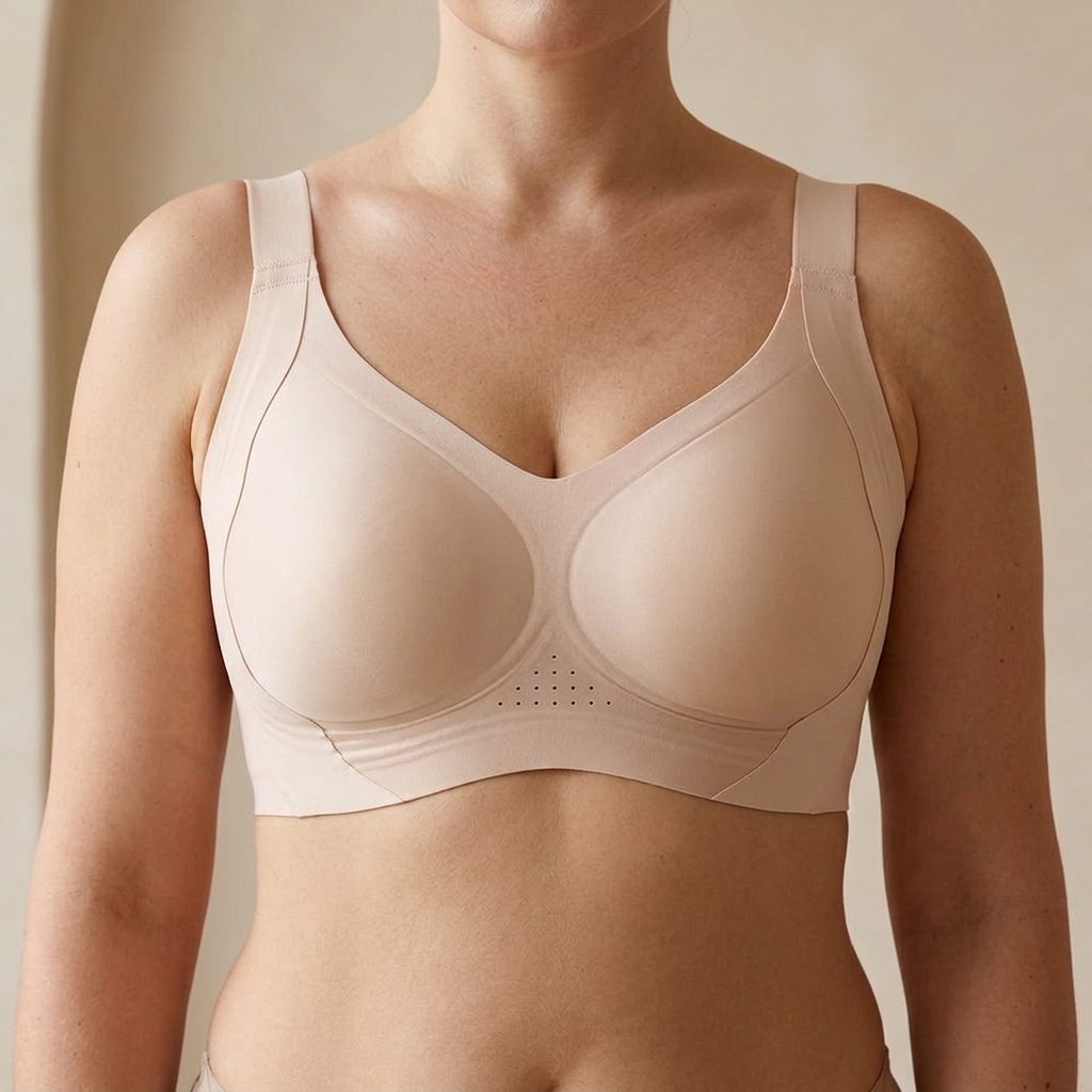 Blush wide-band bra with gloss cups and a matte underband