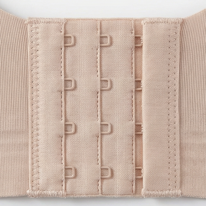 Close-up of the four-row hook and eye band