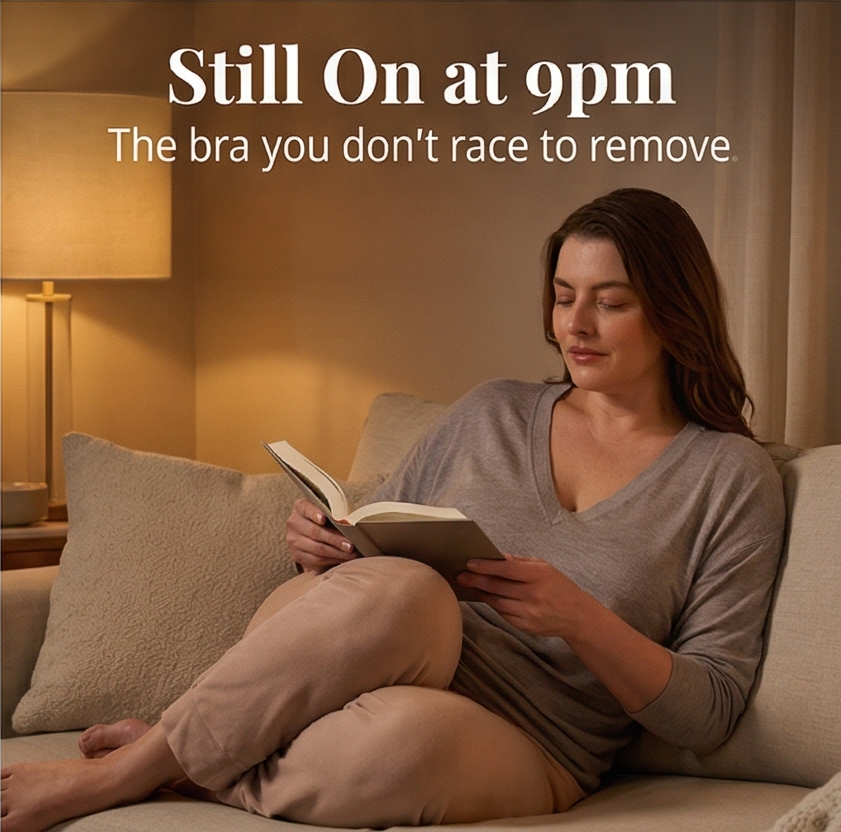 Feature panel of a woman reading on a sofa in the evening