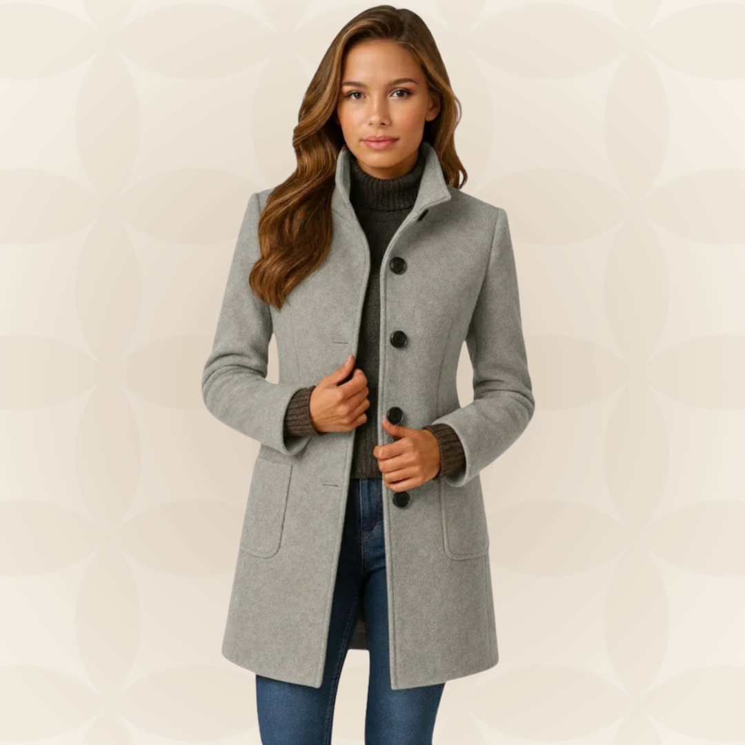 High Collar Button-Front Coat