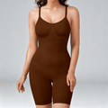 Chocolate high-compression bodysuit with shorts and thin straps