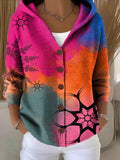 Hooded Patchwork Knit Cardigan
