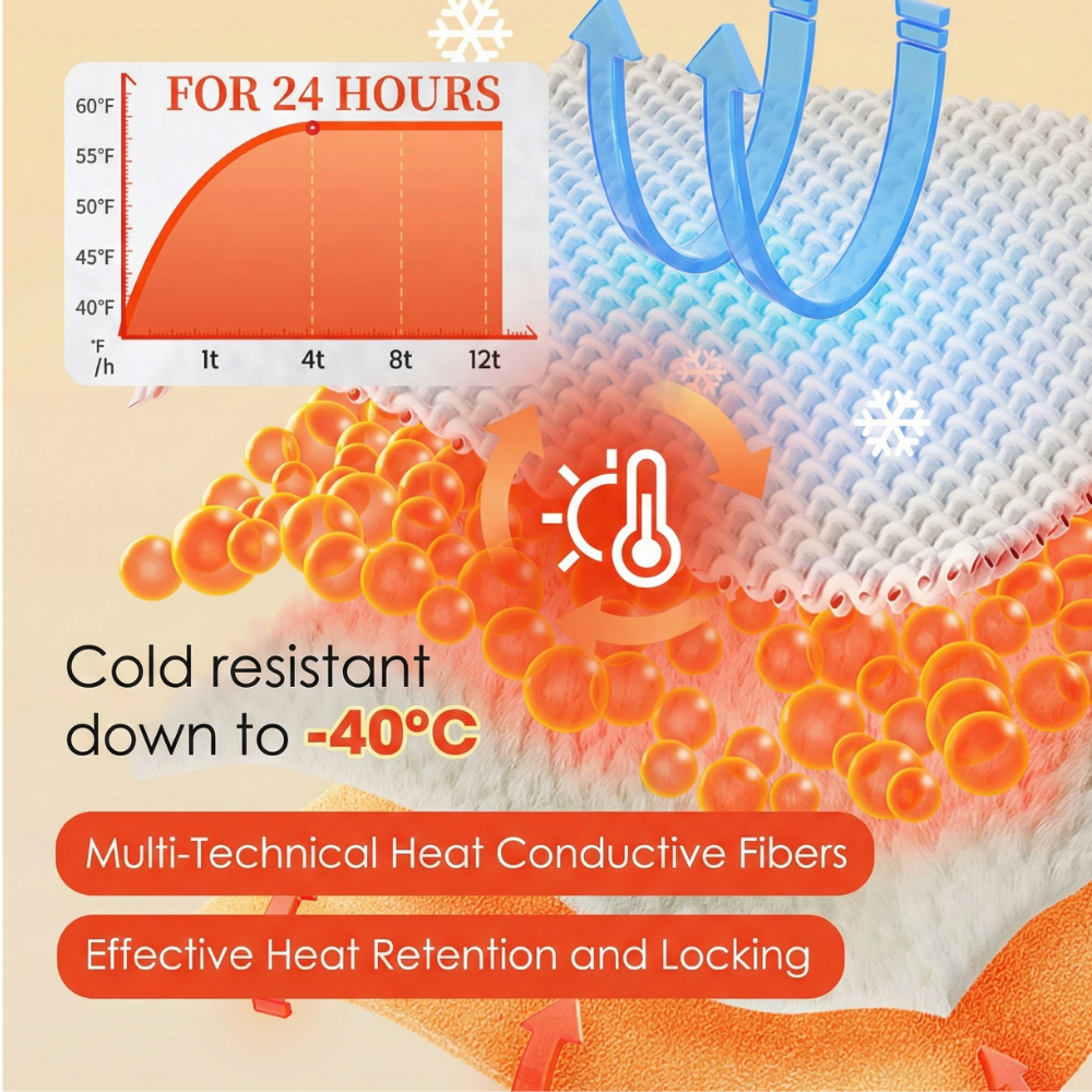 Feature panel illustrating the jacket's heat retaining fibre construction