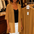 Camel lightweight chiffon open front cardigan with wide sleeves