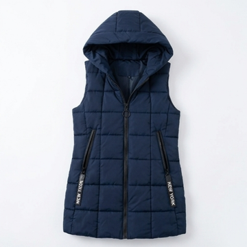 Long Quilted Hooded Puffer Vest