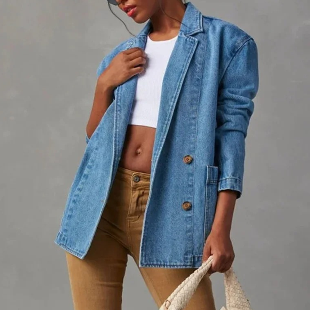 Longline Denim Blazer Jacket