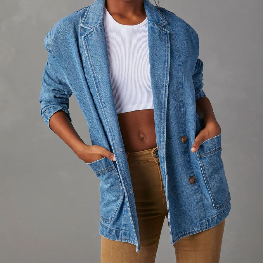 Longline Denim Blazer Jacket