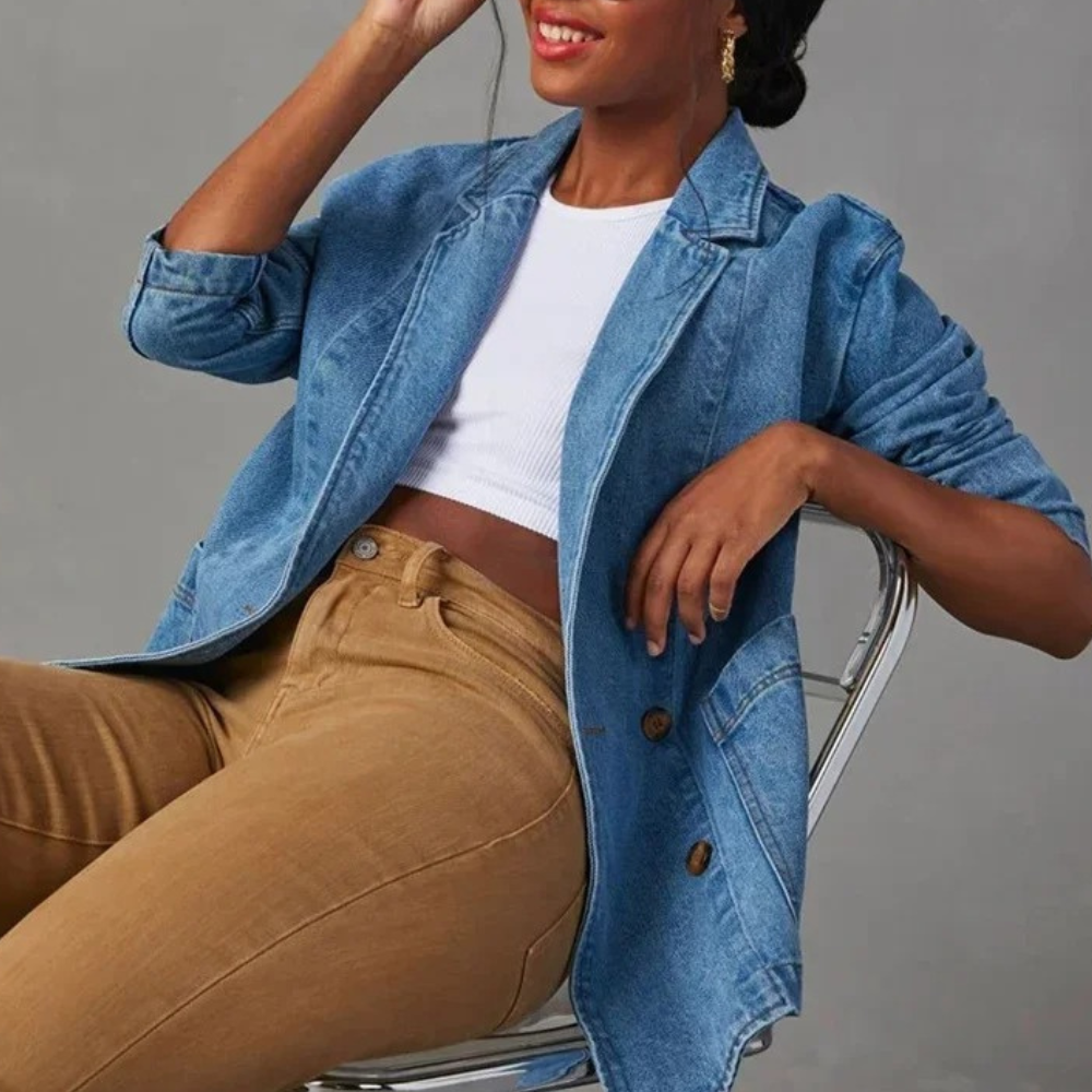 Longline Denim Blazer Jacket