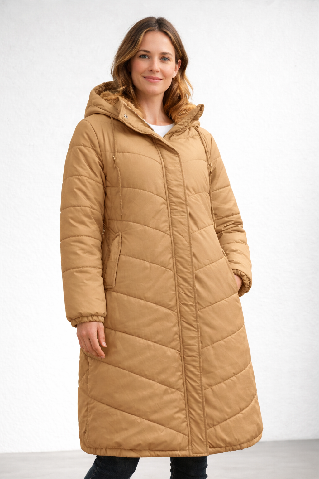 Longline Hooded Quilted Winter Coat
