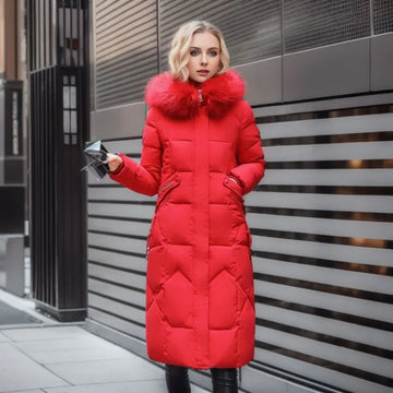 Longline Quilted Puffer Coat with High Collar