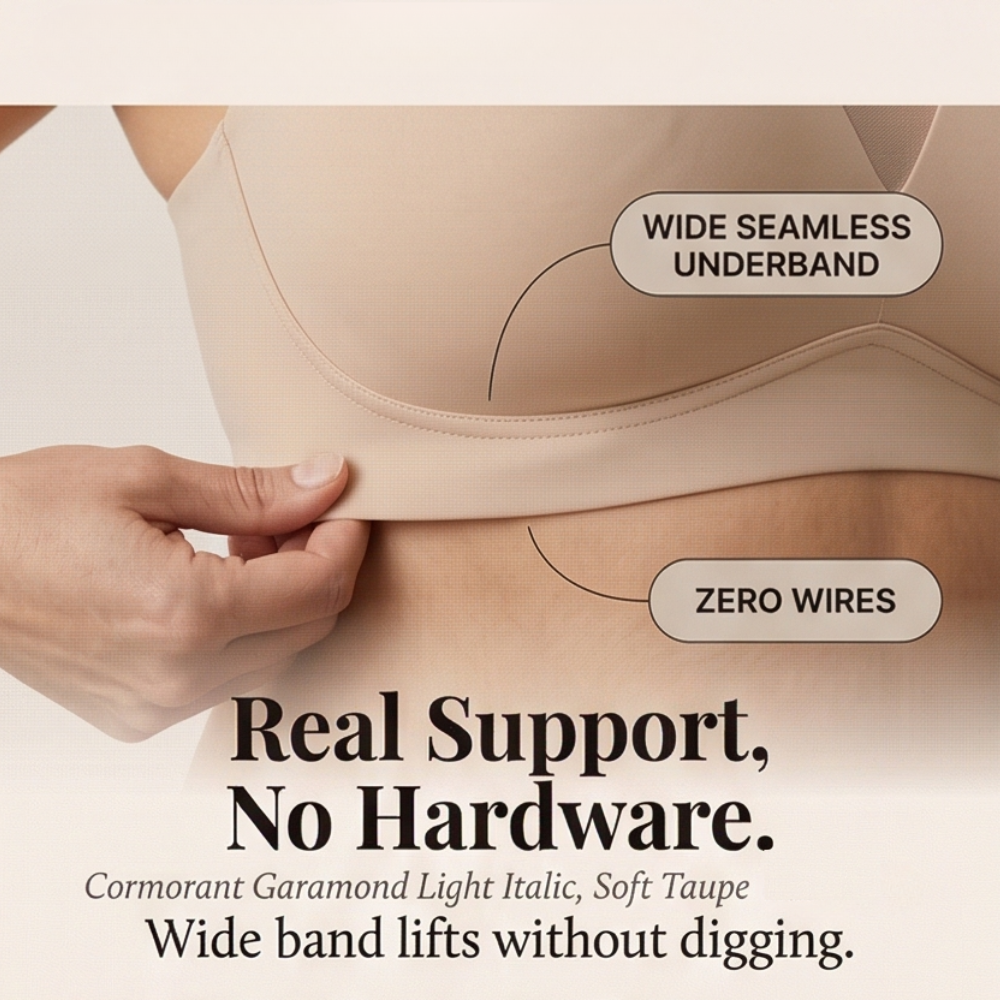 Feature panel with hands stretching the wide seamless underband