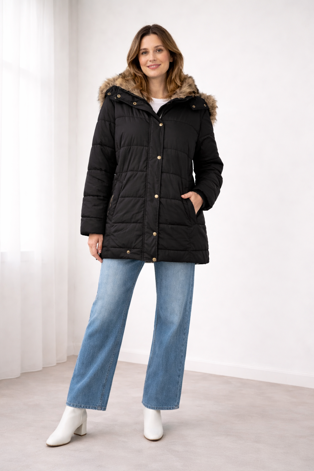 Oversized Quilted Snap-Front Jacket