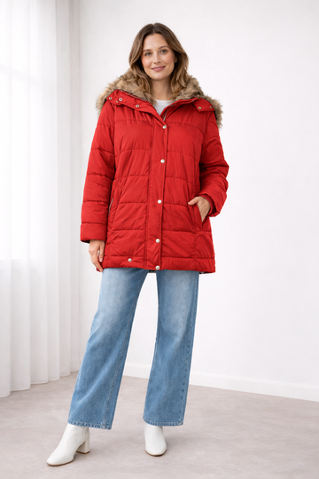 Oversized Quilted Snap-Front Jacket