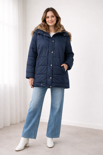 Oversized Quilted Snap-Front Jacket