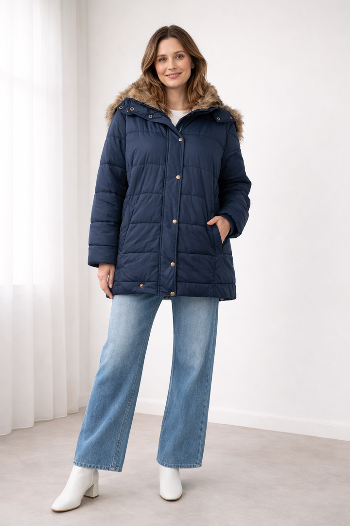 Oversized Quilted Snap-Front Jacket