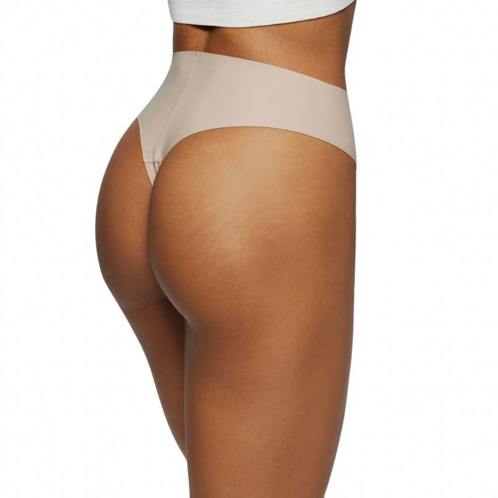 Side view of nude seamless briefs with a smooth waistband