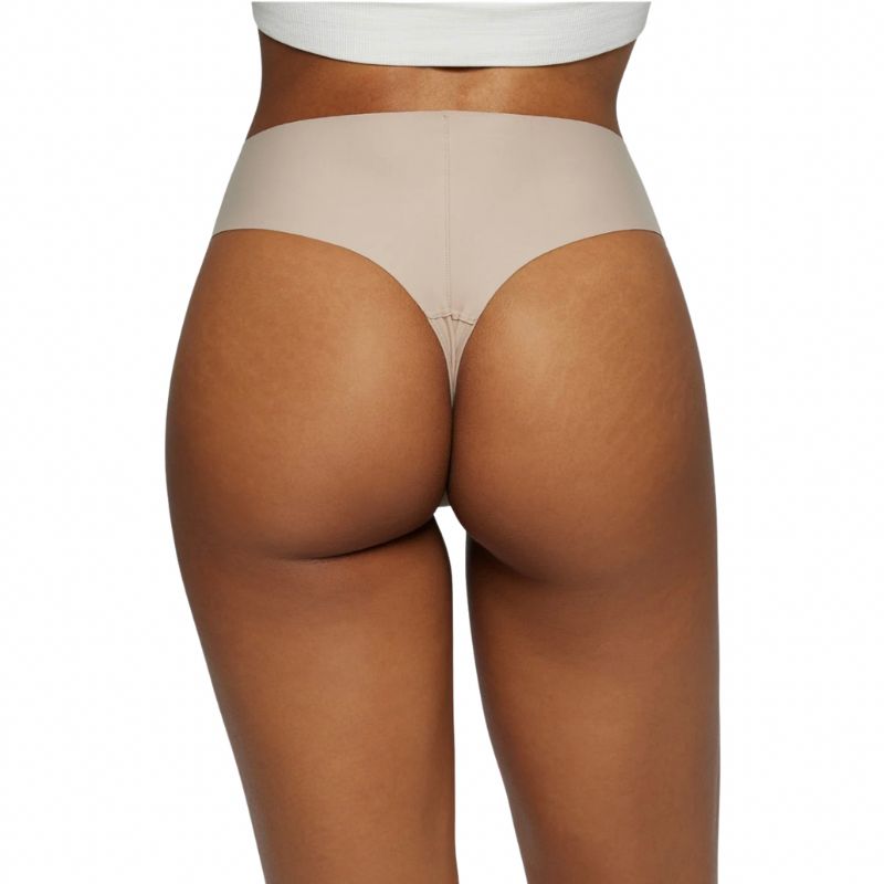 Back view of nude seamless briefs with a thong cut
