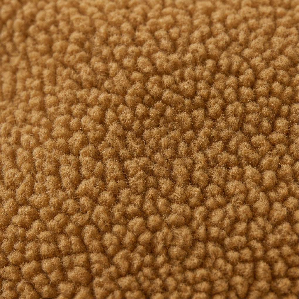 Close up of the camel sherpa fleece pile