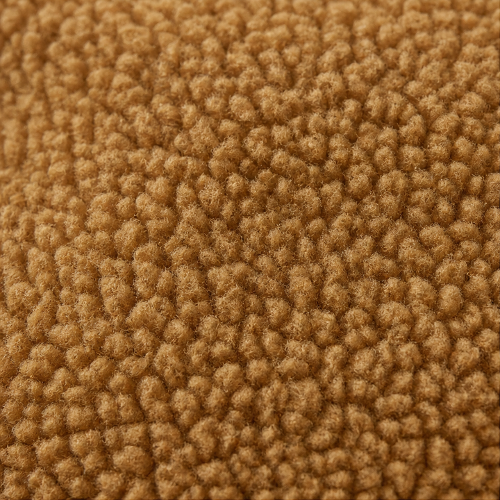 Close up of the camel sherpa fleece pile