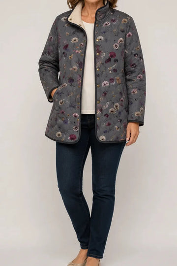 Print Quilted Stand Collar Jacket