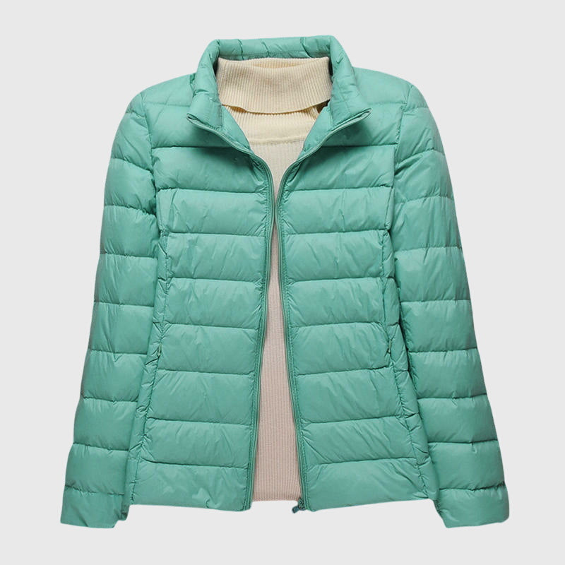 Quilted Puffer Jacket with Hood or Stand Collar
