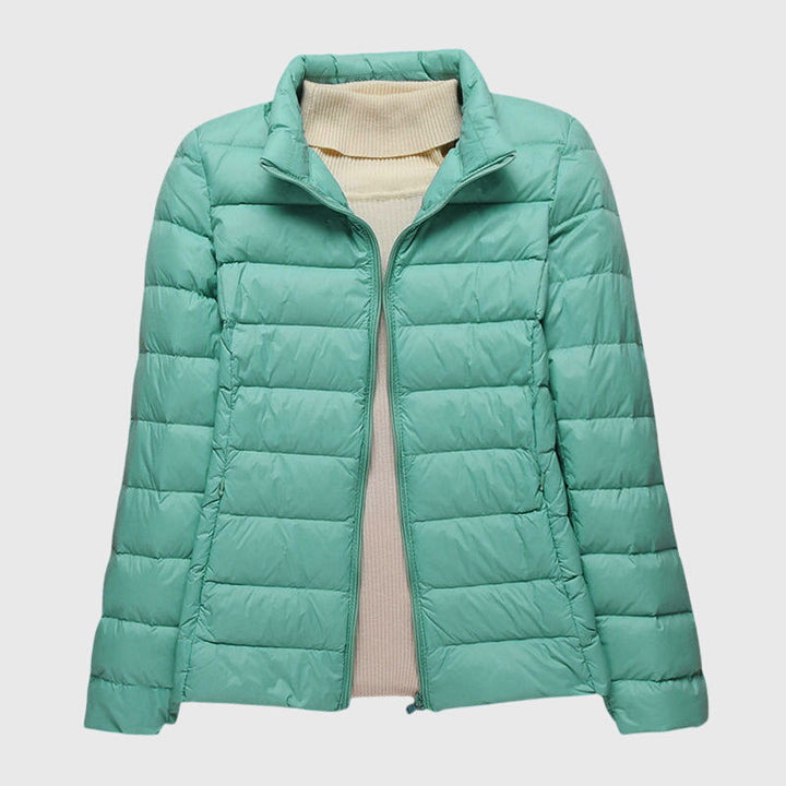 Quilted Puffer Jacket with Hood or Stand Collar
