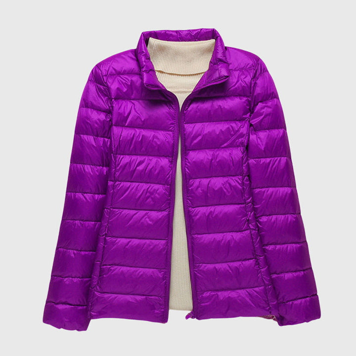 Quilted Puffer Jacket with Hood or Stand Collar