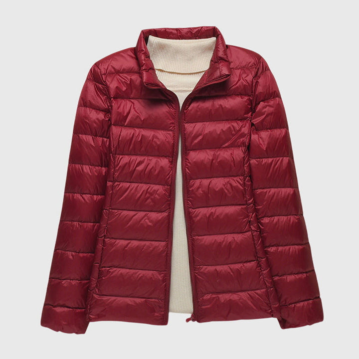 Quilted Puffer Jacket with Hood or Stand Collar
