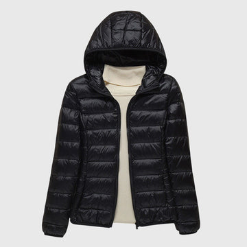 Quilted Puffer Jacket with Hood or Stand Collar