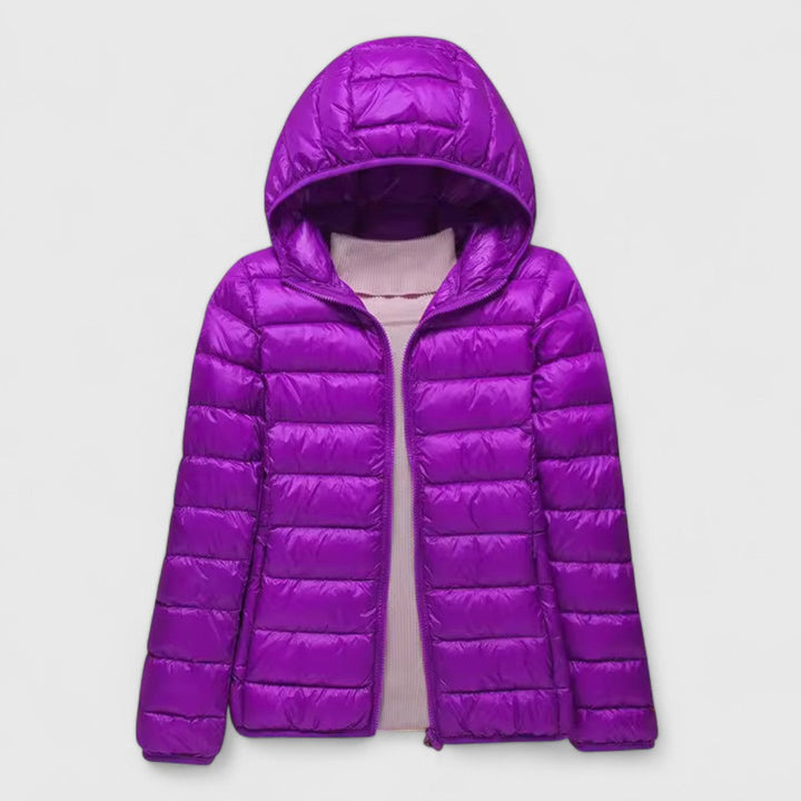 Quilted Puffer Jacket with Hood or Stand Collar