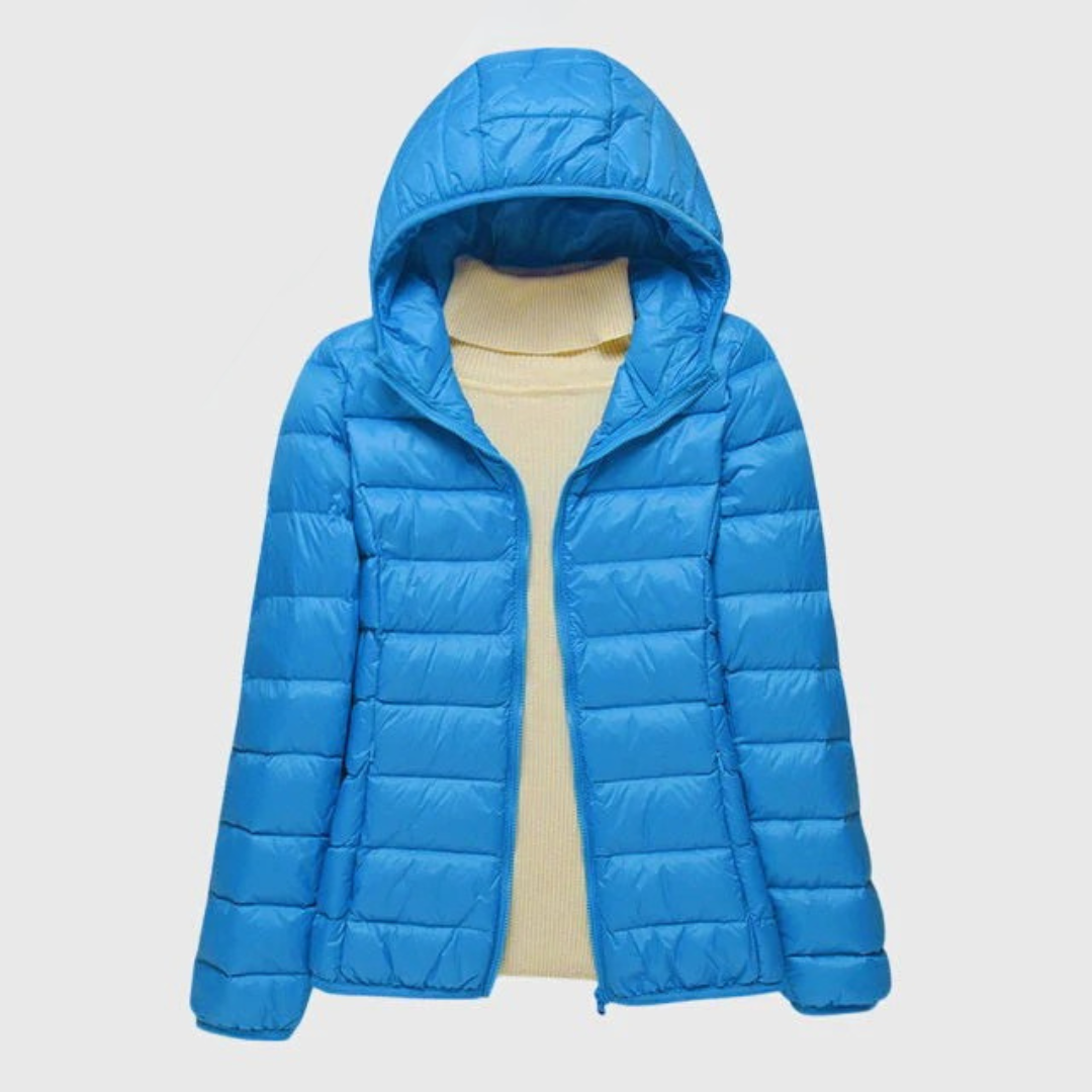 Quilted Puffer Jacket with Hood or Stand Collar