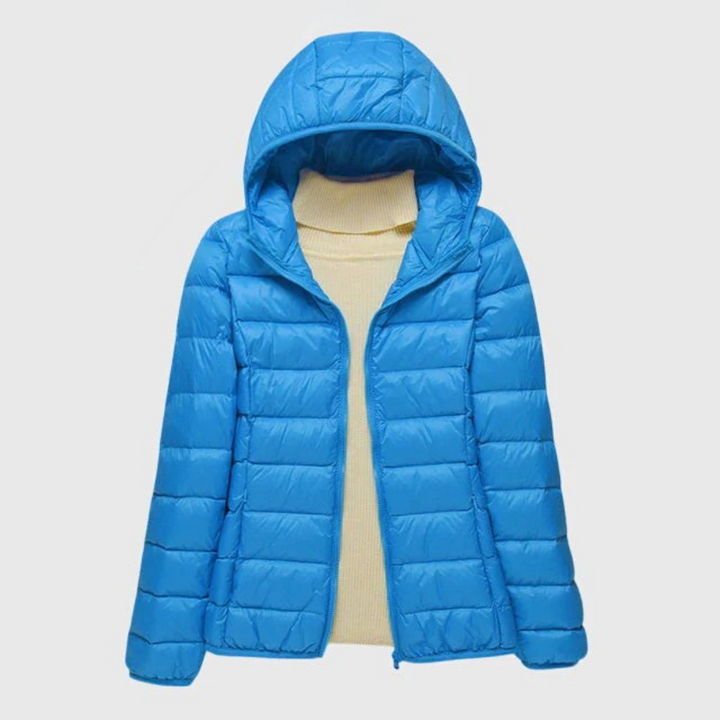 Quilted Puffer Jacket with Hood or Stand Collar