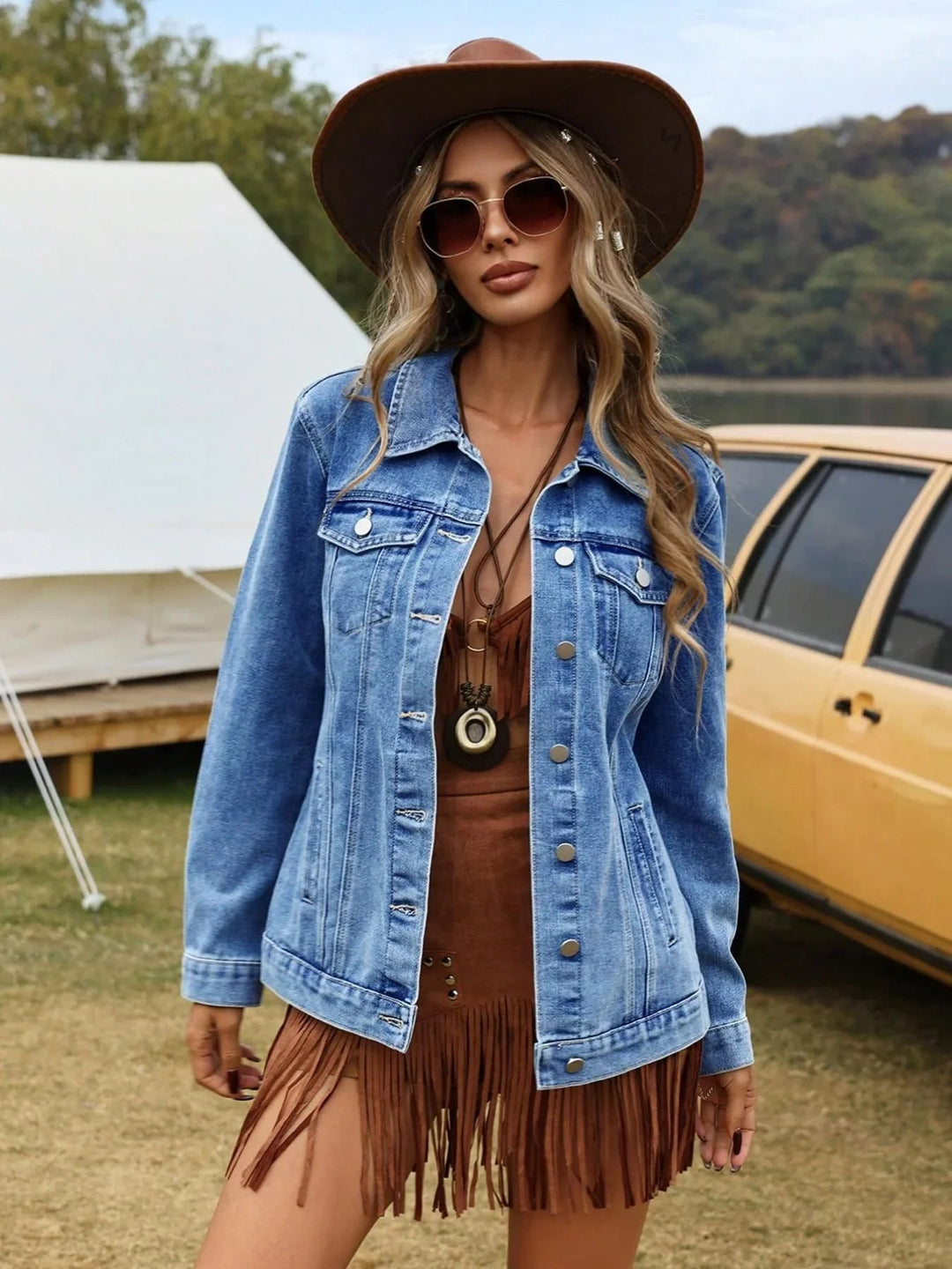 Relaxed Button-Front Denim Jacket