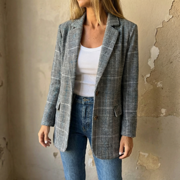 Relaxed Plaid Lapel Blazer