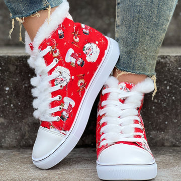 Santa Print High Top Sneakers