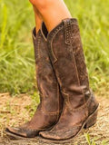Studded Knee-High Cowboy Boots