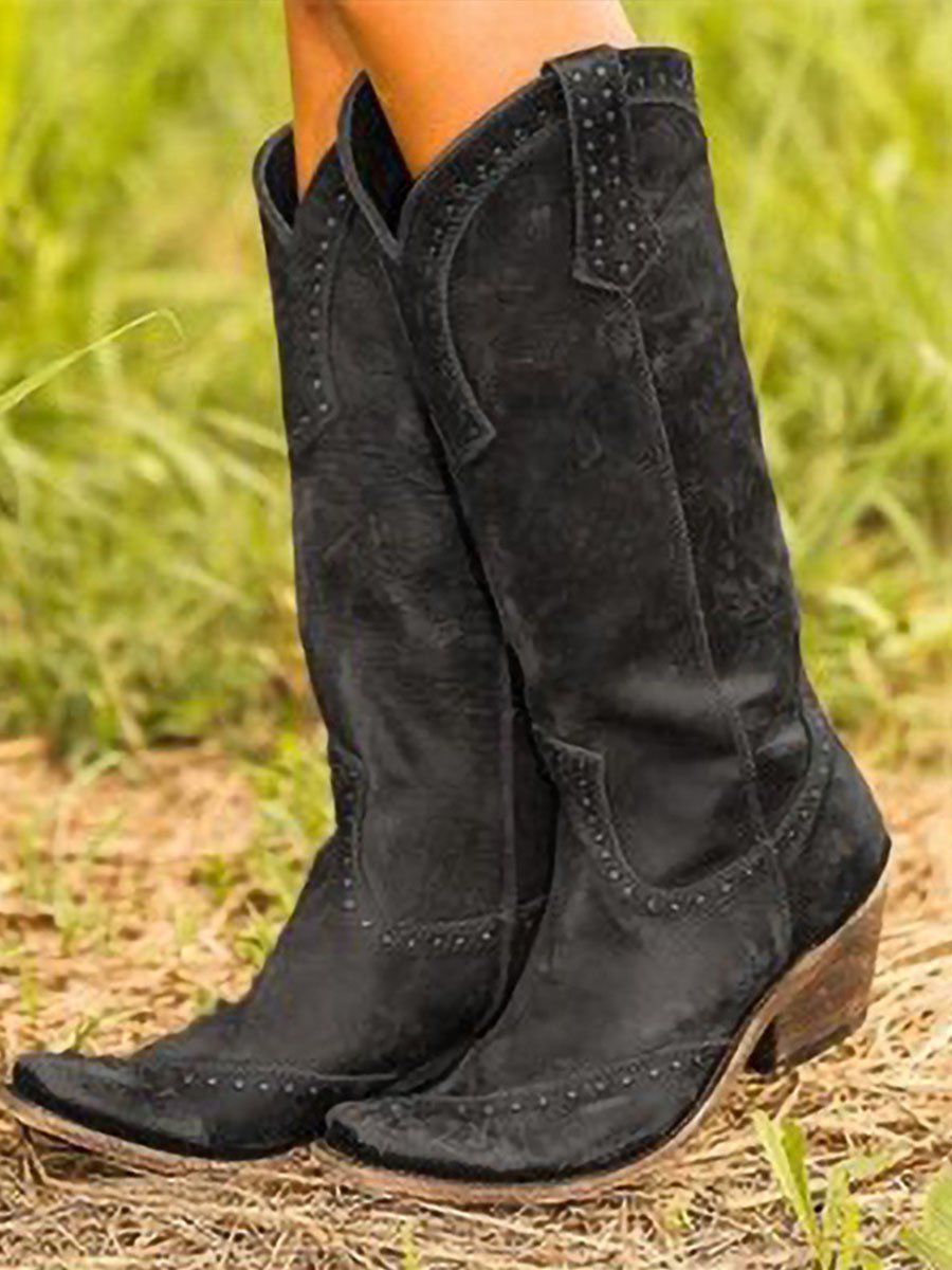 Studded Knee-High Cowboy Boots
