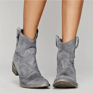 Suede Side Zip Block Heel Ankle Boot