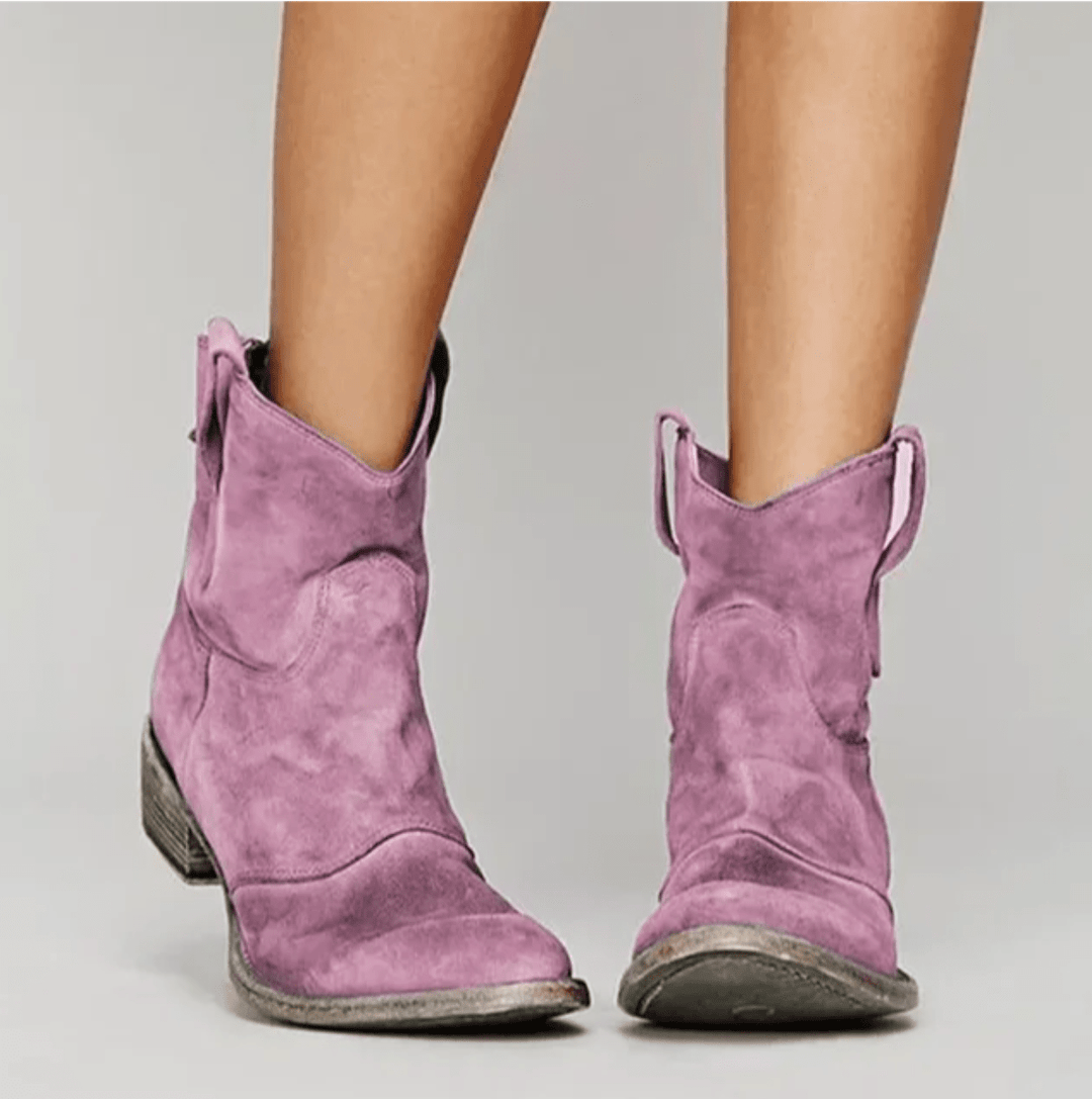 Suede Side Zip Block Heel Ankle Boot