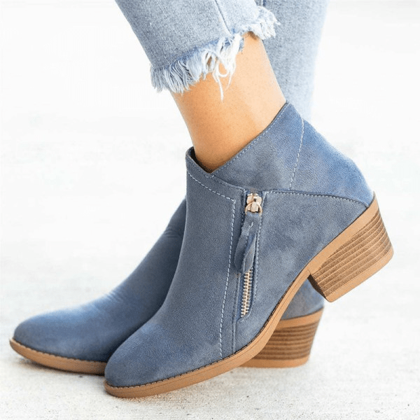 Suede Side Zip Casual Ankle Boot